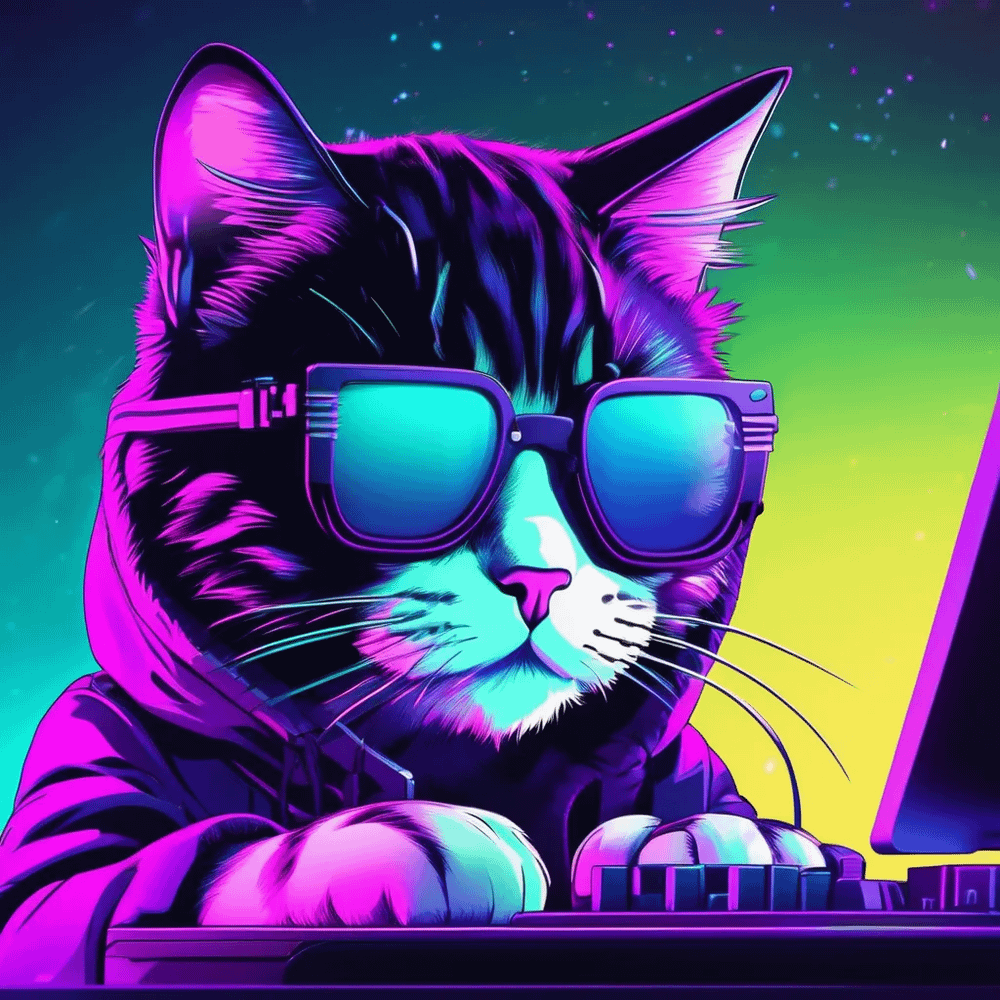 Cat in sunglasses coding